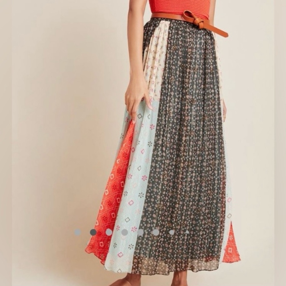 Floral Patchwork Print Maxi Skirt